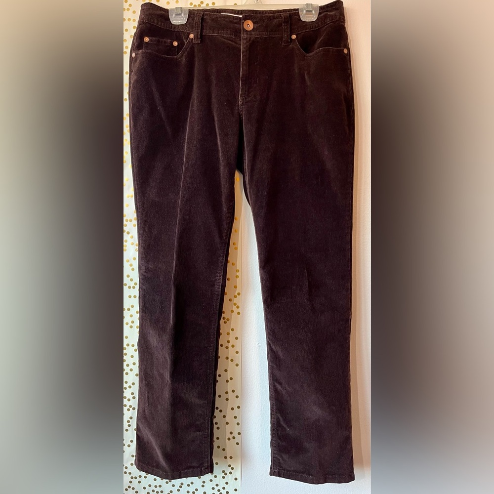 Faded Glory Women's Brown Corduroy Stretch Lean Classic Pants size 10 Petite